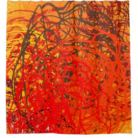 抽象芸術絵画がキャンバス上に表示されます。手作りのアート。コロルフ シャワーカーテン (正面)