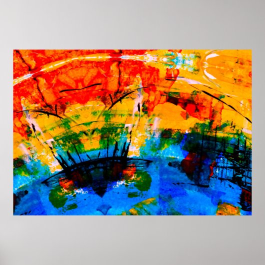 抽象芸術絵画がコンクリートの壁に。イラストレーション。 ポスター (正面)