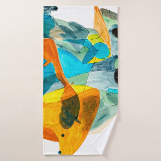 抽象芸術絵画が色付き紙鮮やか上にある バスタオル (バスタオル)