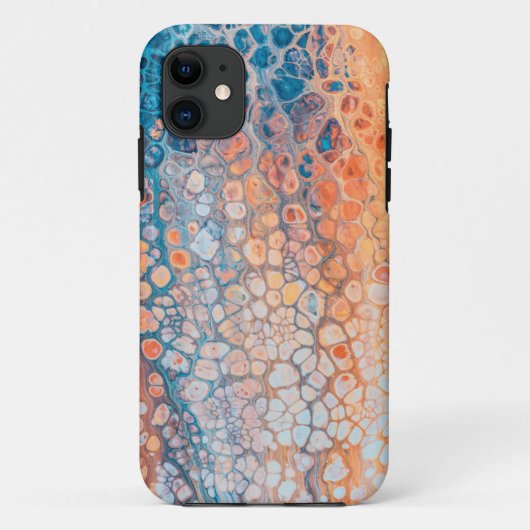 抽象芸術絵画とオレンジの円のiphoneケース Case-Mate iPhoneケース (裏面)