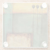 抽象芸術絵画とピアノ鍵 ガラスコースター (裏面)