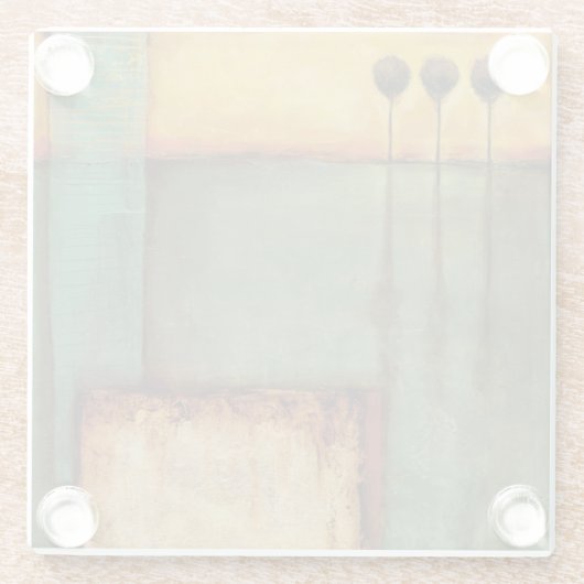 抽象芸術絵画とピアノ鍵 ガラスコースター (裏面)