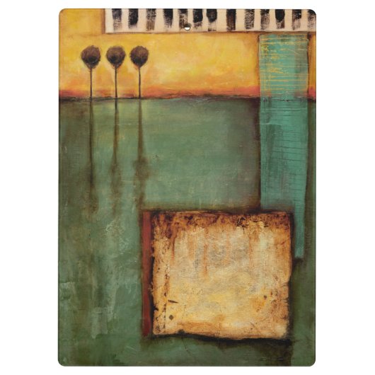 抽象芸術絵画とピアノ鍵 クリップボード (裏面)