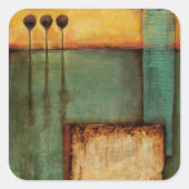 抽象芸術絵画とピアノ鍵 スクエアシール (正面)