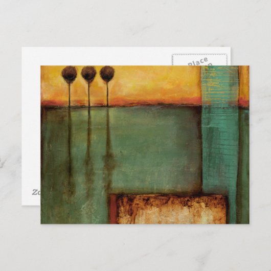 抽象芸術絵画とピアノ鍵 ポストカード (正面/裏面)