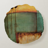 抽象芸術絵画とピアノ鍵 ラウンドクッション (裏面)