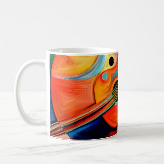 抽象芸術絵画と韻律の主題に関する コーヒーマグカップ (左)