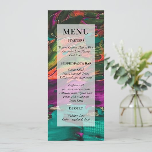 抽象芸術絵画のアクリルメニューカード メニュー (スタンド正面)