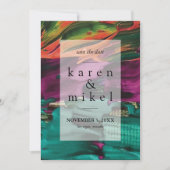 抽象芸術絵画のアクリル日付保存招待状 招待状 (正面)