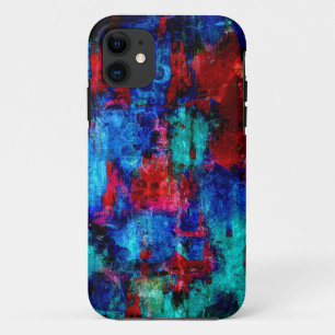 抽象芸術絵画のカラフルアートフローラグランジ iPhone 11 ケース