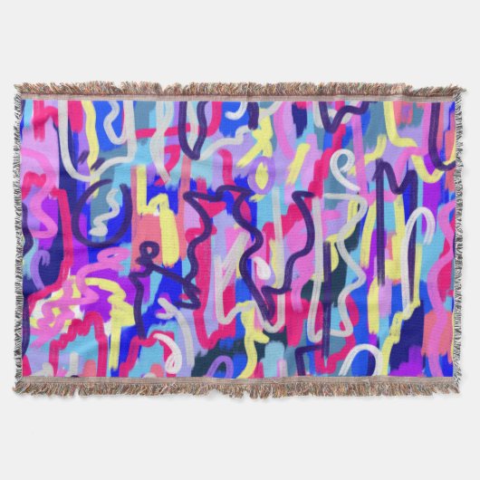 抽象芸術絵画のシェイプとカラー スローブランケット (正面)