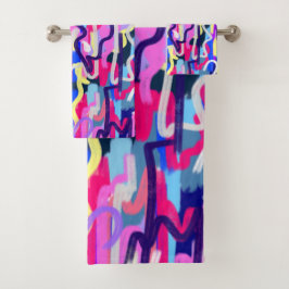 抽象芸術絵画のシェイプとカラー バスタオルセット