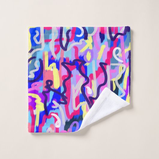 抽象芸術絵画のシェイプとカラー バスタオルセット (ウォッシュタオル)