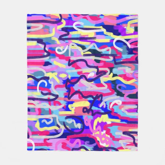 抽象芸術絵画のシェイプとカラー フリースブランケット (正面)