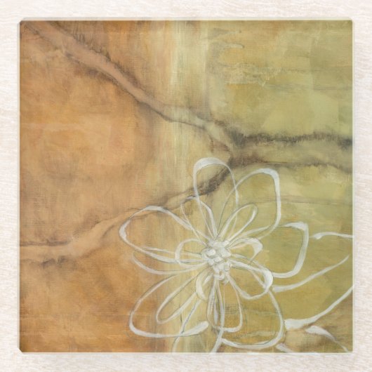 抽象芸術絵画のシルエットの背景 ガラスコースター (正面)