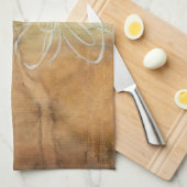 抽象芸術絵画のシルエットの背景 キッチンタオル (四つ折り)