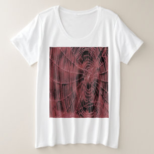 抽象芸術絵画のピンク色のクモの巣 プラスサイズTシャツ