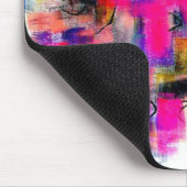 抽象芸術絵画のピンク、黒、白 マウスパッド (コーナー)