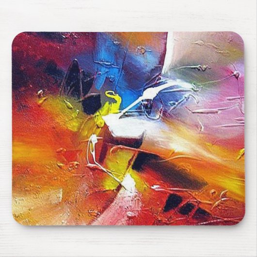 抽象芸術絵画のモダン表現主義の赤黄 マウスパッド (正面)