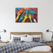 抽象芸術絵画の多様性を表す キャンバスプリント (インサイチュ (寝室))