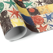 抽象芸術絵画の星と円 ラッピングペーパー (ロールコーナー)