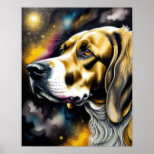 抽象芸術絵画の水の色の犬5:4 ポスター (正面)