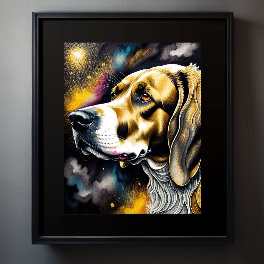 抽象芸術絵画の水の色の犬5:4 ポスター