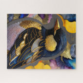 抽象芸術絵画の水色 ジグソーパズル (横)