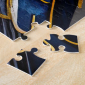 抽象芸術絵画の水色 ジグソーパズル (側面)