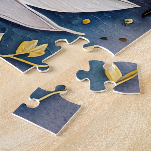 抽象芸術絵画の水色 ジグソーパズル (側面)