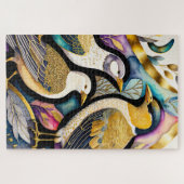 抽象芸術絵画の水色 ジグソーパズル (横)