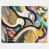 抽象芸術絵画の水色 フリースブランケット (正面(横))