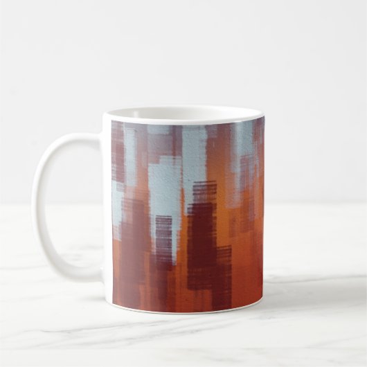 抽象芸術絵画の背景はコンクリートの壁。カラー コーヒーマグカップ (左)