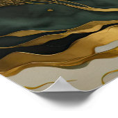 抽象芸術絵画の金ゴールド緑 ポスター (角)