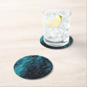 抽象芸術絵画の青い黒い質感の惑星 ラウンドペーパーコースター (インサイチュ)