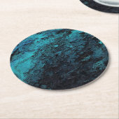 抽象芸術絵画の青い黒い質感の惑星 ラウンドペーパーコースター (アングル)