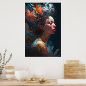 抽象芸術絵画の顔 ポスター (キッチン)