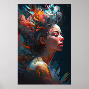 抽象芸術絵画の顔 ポスター