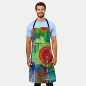 抽象芸術絵画の エプロン (着用した状態)