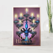 抽象芸術絵画の(ユダヤ教)メノラー金ゴールド紫 シーズンカード (正面)