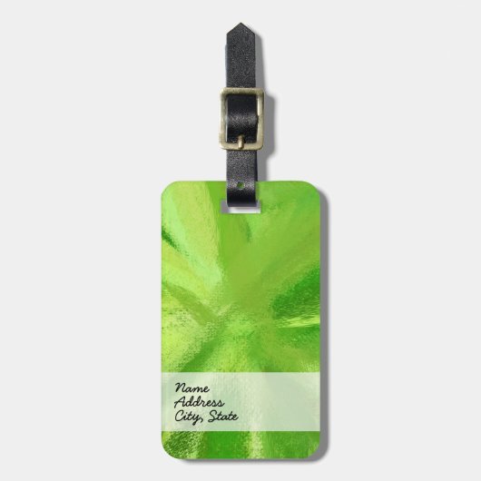 抽象芸術絵画の |レトログリーン5 ラゲッジタグ (正面縦)