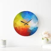 抽象芸術絵画の |レトロ カラフル ラージ壁時計 (ホーム)
