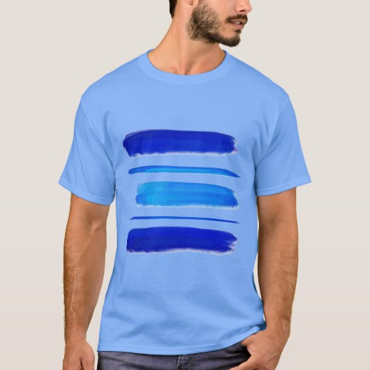 抽象芸術絵画の |青いブ絵を描ラシストローク Tシャツ (正面)