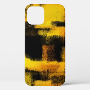抽象芸術絵画の 黒と黄 iPhone 12 PROケース