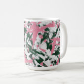 抽象芸術絵画はピンクとグリーン コーヒーマグカップ (正面右)