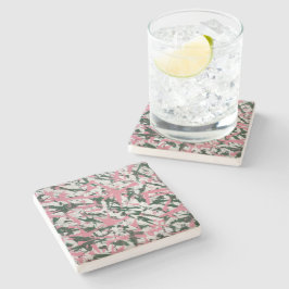 抽象芸術絵画はピンクとグリーン ストーンコースター