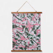 抽象芸術絵画はピンクとグリーン 吊り下げ型タペストリー (正面)