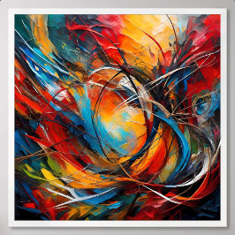 抽象芸術絵画は失った森の中で家に帰る ポスター