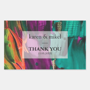 抽象芸術絵画アクリル結婚系 長方形シール