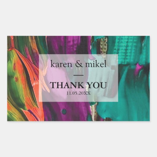 抽象芸術絵画アクリル結婚系 長方形シール (正面)